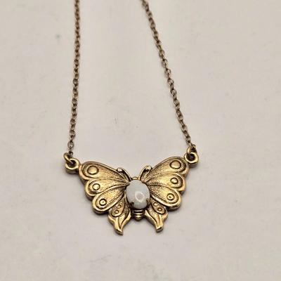LOT 109J: Ladies' Jewelry Collection Including Sterling Silver Pendant, Gold Filled Chain with Butterfly Charm, Clip-On Earrings...