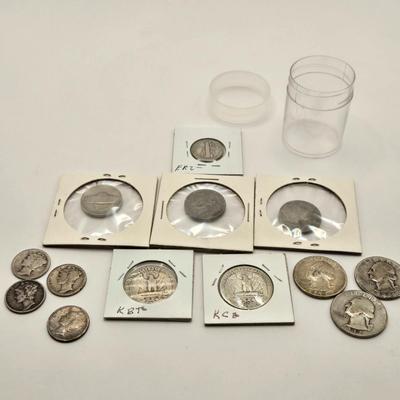 LOT 110J: U.S. Coins Including Silver Quarter, Dimes, 1945 Nickel and Non-Silver Nickels
