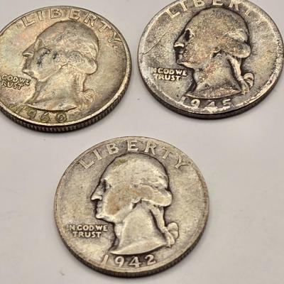 LOT 110J: U.S. Coins Including Silver Quarter, Dimes, 1945 Nickel and Non-Silver Nickels