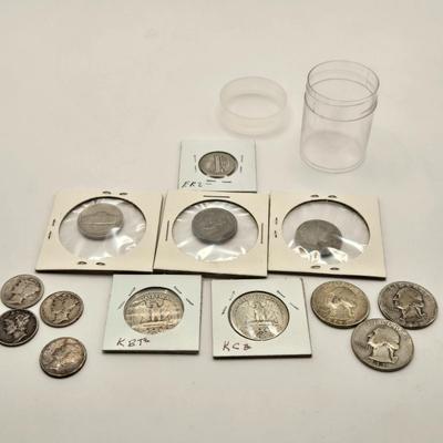LOT 110J: U.S. Coins Including Silver Quarter, Dimes, 1945 Nickel and Non-Silver Nickels
