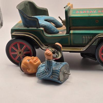 LOT 115K: Vintage Basset Hound Plastic Coin Bank, Modern Toys Sunday Driver, Ideal Toys Telephone, & Tigrett Industries Toy