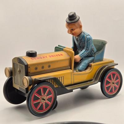 LOT 115K: Vintage Basset Hound Plastic Coin Bank, Modern Toys Sunday Driver, Ideal Toys Telephone, & Tigrett Industries Toy