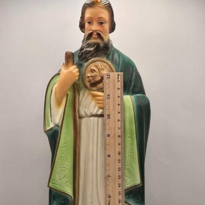 LOT 116:K St. Jude, Jesus Christ, Virgin Mary, and Other Statues, Lighted Figures, Ten Commandment Plate, Pocket Size Bible, & More