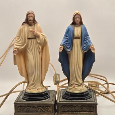 LOT 116:K St. Jude, Jesus Christ, Virgin Mary, and Other Statues, Lighted Figures, Ten Commandment Plate, Pocket Size Bible, & More