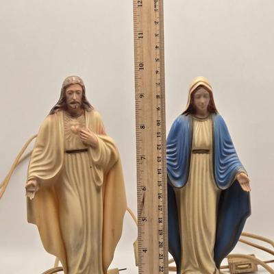 LOT 116:K St. Jude, Jesus Christ, Virgin Mary, and Other Statues, Lighted Figures, Ten Commandment Plate, Pocket Size Bible, & More