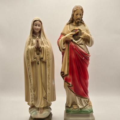 LOT 116:K St. Jude, Jesus Christ, Virgin Mary, and Other Statues, Lighted Figures, Ten Commandment Plate, Pocket Size Bible, & More