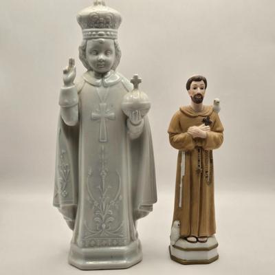 LOT 116:K St. Jude, Jesus Christ, Virgin Mary, and Other Statues, Lighted Figures, Ten Commandment Plate, Pocket Size Bible, & More