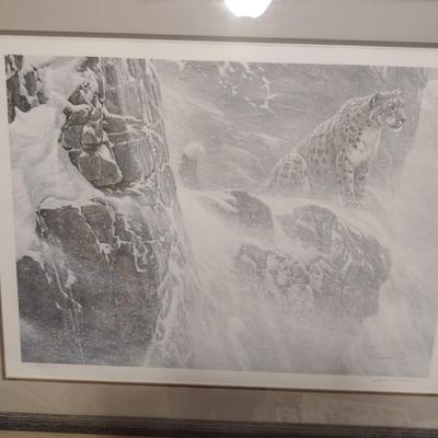 'High Kingdom- Snow Leopard' by Robert Bateman- Double Signed and Numbered- Framed Under Glass- Approx 30 1/2" x 39"