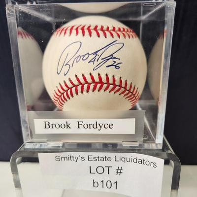 Brook Fordyce Signed Autographed Baseball In Collectors Case