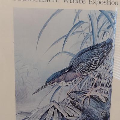 Framed Green Heron Design Wildlife Expo Poster by Basil Ede- Approx 22 1/4" x 28 1/4"
