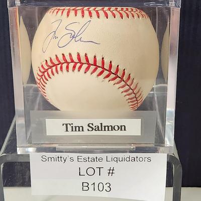 Tim Salmon Signed Autographed Baseball In Collectors Case