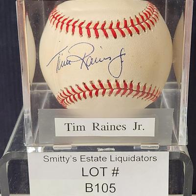 Tim Raines Jr. Signed Autographed Baseball In Collectors Case