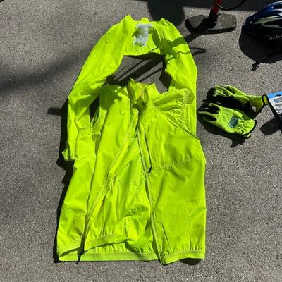 NEW BONTRAGER TIRE PUMP, 2 HELMETS, FLUORESCENT SAFETY VEST AND MORE