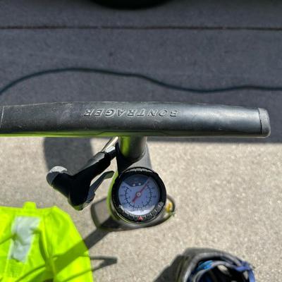 NEW BONTRAGER TIRE PUMP, 2 HELMETS, FLUORESCENT SAFETY VEST AND MORE