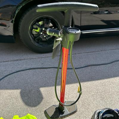 NEW BONTRAGER TIRE PUMP, 2 HELMETS, FLUORESCENT SAFETY VEST AND MORE