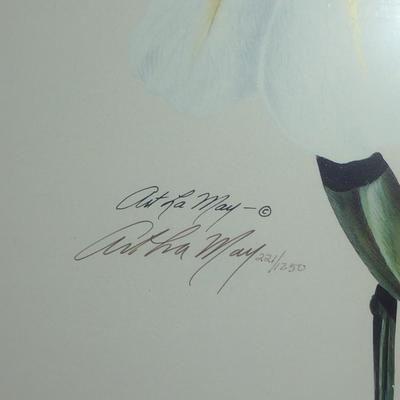 Blue Heron Print by Art Lamay- Double Signed and Numbered- Framed Under Glass- Approx 29" x 40 1/4"