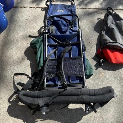 COLEMAN BACKPACK, RAIN PANTS (MED) AND KELTY PACK