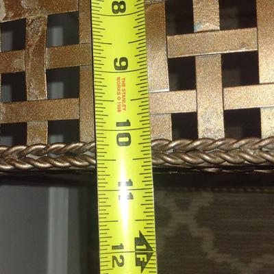 Metal Plant Stand with Woven Design Top- Approx 10 1/2" Square, 24 1/2" Tall