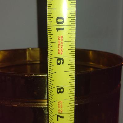 Brass Cachepot/Waste Can with Lion Head Design- Approx 8" in Diameter, 9 1/4" Tall