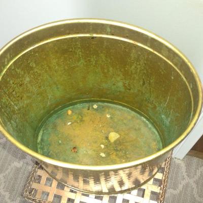 Brass Oval Shaped Waste Can- Approx 12" Tall