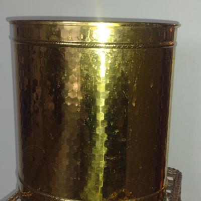 Brass Oval Shaped Waste Can- Approx 12" Tall