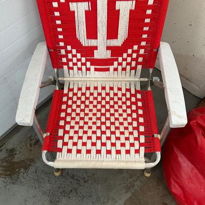 INDIANA HOOSIERS LAWN CHAIR, BEAN BAG CHAIR AND LICENSE PLATE FRAMES
