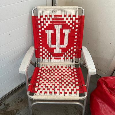 INDIANA HOOSIERS LAWN CHAIR, BEAN BAG CHAIR AND LICENSE PLATE FRAMES