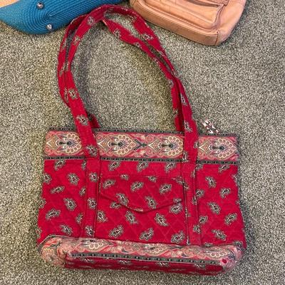 LEATHER PURSE AND 2 TOTE BAGS