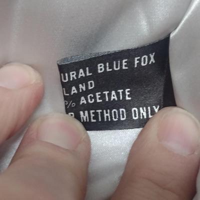 Finnish Natural Blue Fox Fur Ladies Coat- Size Medium