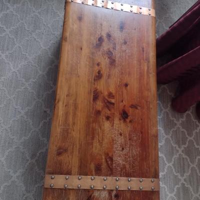 Vintage Roos Cedar Lined Storage Trunk with Sliding Tray and Metal Strap Accents- Approx 47" x 20 1/4" x 18" Tall