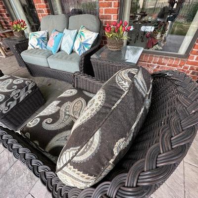 Outdoor - Back Patio - Patio Set - Rattan is in great condition - cushions are worn