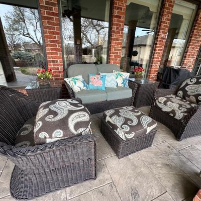 Outdoor - Back Patio - Patio Set - Rattan is in great condition - cushions are worn