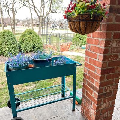 Outdoor Patio - Turquoise Planter Cart