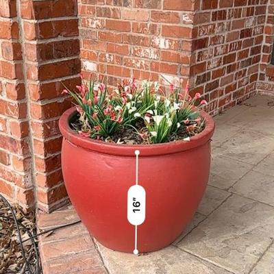 Outdoor - Front Porch - Pair Red Planters