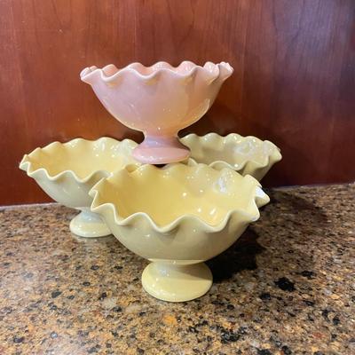 Four Pot Luck Flirt Ruffled Dessert Bowls (K-SS)