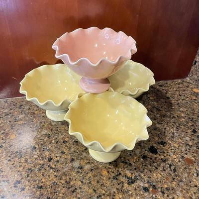 Four Pot Luck Flirt Ruffled Dessert Bowls (K-SS)