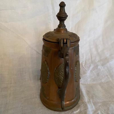 Vtg Moroccan copper and brass ornate teapot