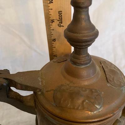 Vtg Moroccan copper and brass ornate teapot