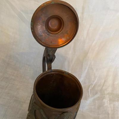 Vtg Moroccan copper and brass ornate teapot