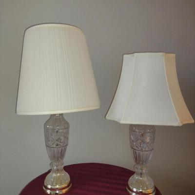 Pair of Crystal Lamps with Mismatched Shades