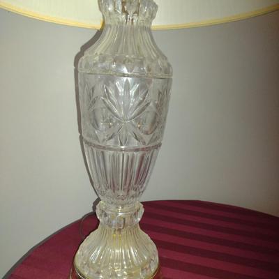 Pair of Crystal Lamps with Mismatched Shades