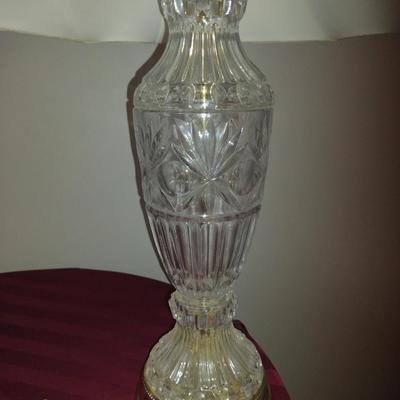 Pair of Crystal Lamps with Mismatched Shades