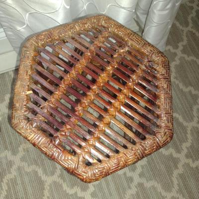 Woven Fiber Plant Stand- Approx 11" Wide, 16" Tall
