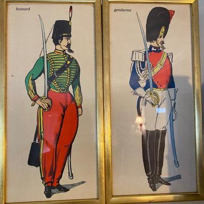 Set of 6 Framed military prints Imagerie Pellerin Soldiers uniforms