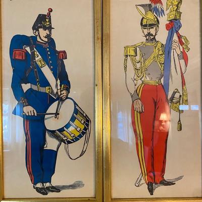 Set of 6 Framed military prints Imagerie Pellerin Soldiers uniforms