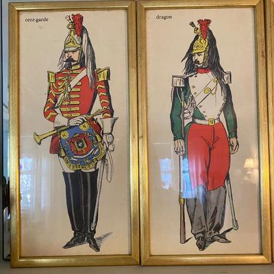 Set of 6 Framed military prints Imagerie Pellerin Soldiers uniforms