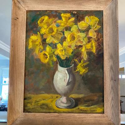 Framed Daffodil painting