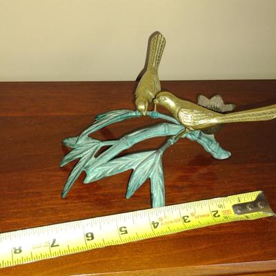 Andrea by Sadek Brass Birds on Branch Flower/Candle Holder