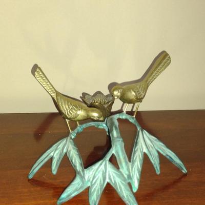 Andrea by Sadek Brass Birds on Branch Flower/Candle Holder