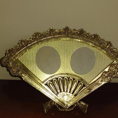 Brass Fan Shaped Table Top Picture Frame